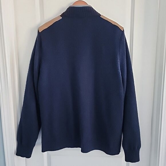 Duluth Trading Mens Windproof Full Zip Sweater Jacket Shetland Wool Navy Size XL - Picture 3 of 8